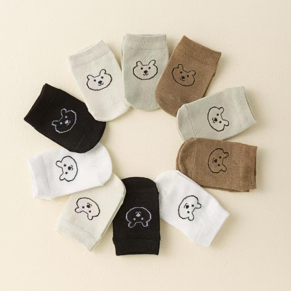 10/5 Pairs Kids Socks Trendy New Classic Bear All Season Crew Socks Student Baby Socks Children Mid-Calf Socks
