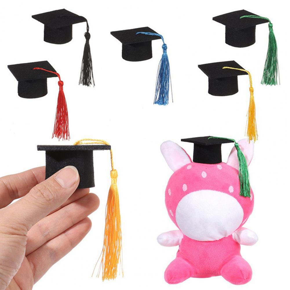 

20 шт. 5,5*3 см фетровая мини-шляпа бакалавра с кисточками для выпускного, украшения для бутылки вина, принадлежности для выпускного вечера синий