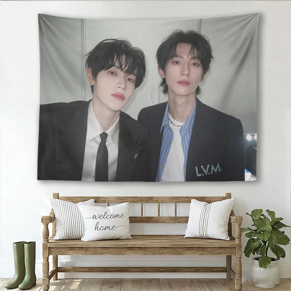 Korean Idol Duo Tapestry Aesthetic Wall Hanging Poster Couple Portrait Fabric Tapestry Bedroom Dorm Room Decor