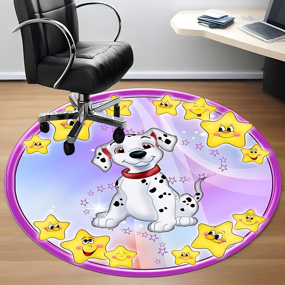1pc Dalmatian, Starry Night Carpet for Office Non-Slip, Round Carpet, Soft & Comfortable, Carpet for Office, Lightweight Round Floor Mat