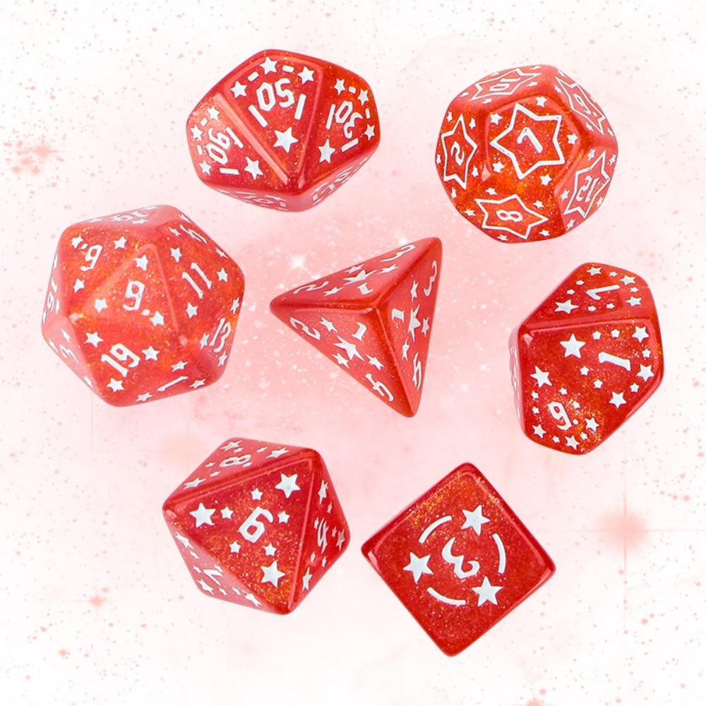 7PCS New Acrylic Star Dice Set D4 D6 D8 D10 D12 D20 8 Colors Dice For Table Games Polyhedral Table Games Dice Gift