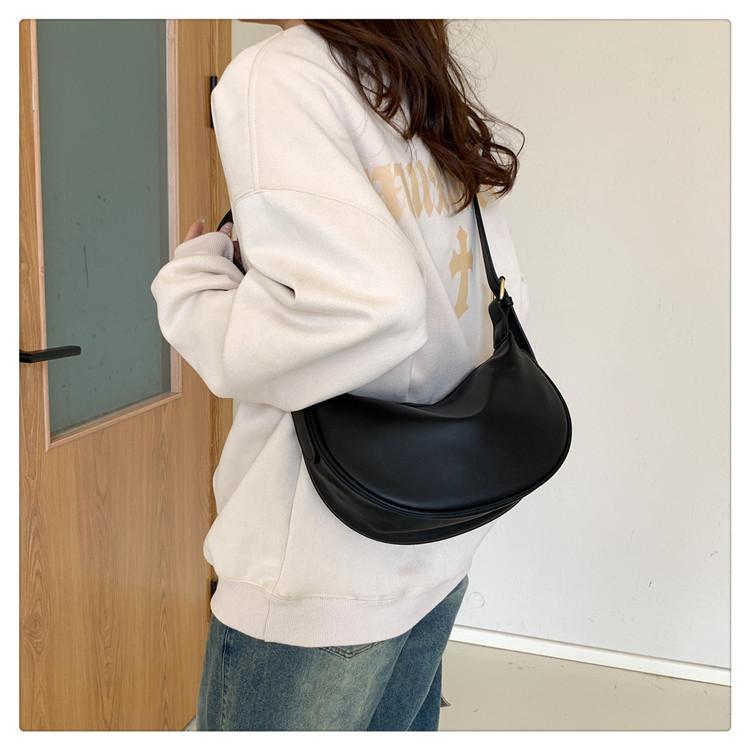 Soft Faux Leather Crescent Moon Bag for Women, Trendy 2026 Minimalist Shoulder Crossbody Purse, Korean Style Fashion Handbag