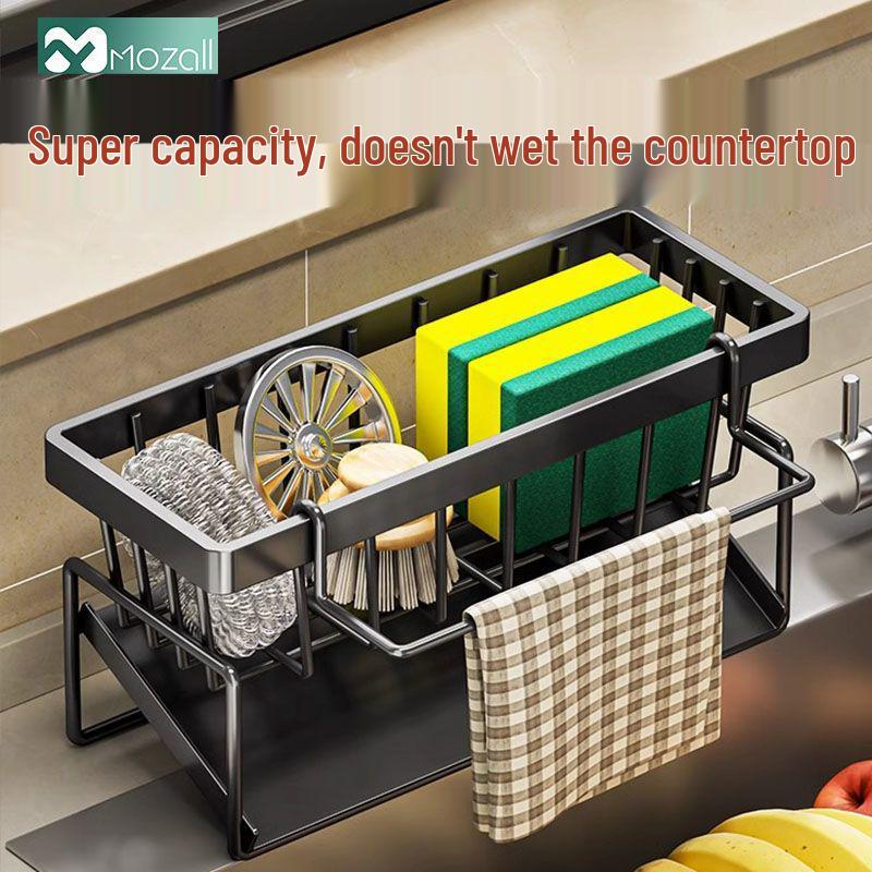 Multi-Function Kitchen Rack: Dish Drainer, Soap & Sponge Holder, Washbasin Storage