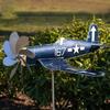 1 Stück Metallskulptur Windmühle Flugzeug Wetterfahne Außen Windrad Hof Gartendekoration Flugzeug Windspiel