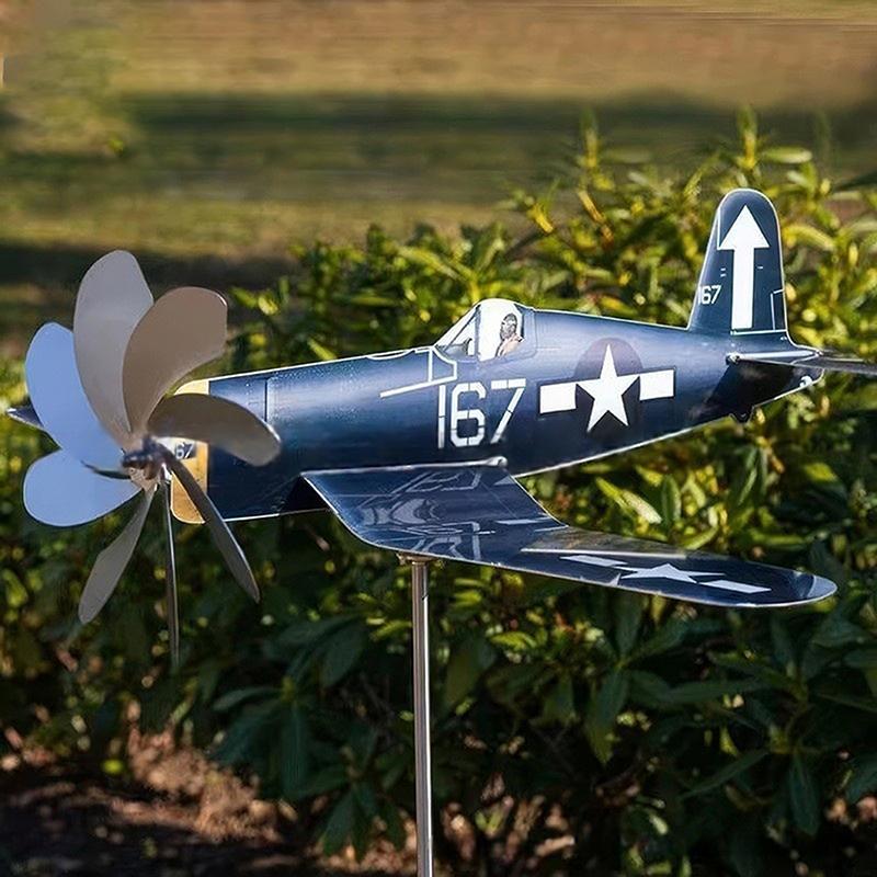 1 Stück Metallskulptur Windmühle Flugzeug Wetterfahne Außen Windrad Hof Gartendekoration Flugzeug Windspiel