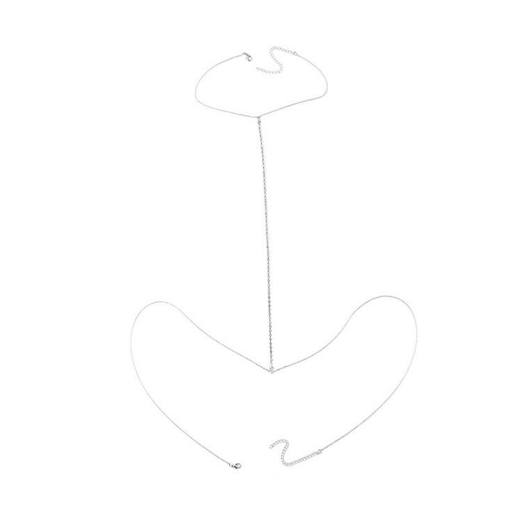 Moda Prosty metalowy naszyjnik wysadzany diamentami Łańcuszek w talii Przesadne spersonalizowane Wakacje na plaży Wypoczynek Łańcuch z pazurami Łańcuchy na ciało Naszyjnik w klatce piersiowej