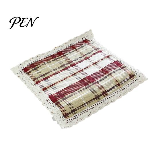 Durable Kitchen Chair Pad Cotton Linen with Ties, Square Summer Seat Lace Rattan Trim, 15.75" X Breathable Washable Mat for Dining Office Protective