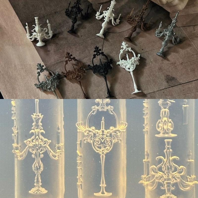 Cute Pig 3D Silicone Nail Mold Retro Flower Vase Chinese Style Candle Holder Transparent Nail Templates Diy Manicure Design Tool