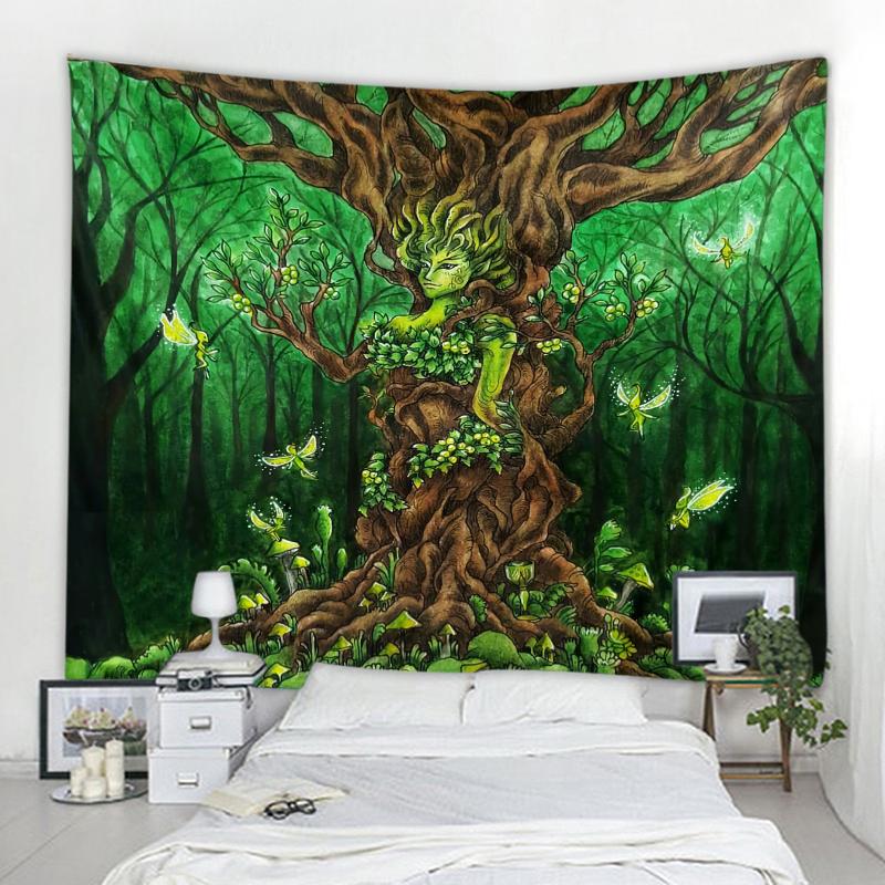 Lantern Tree Tapestry Magic Home Decor Forest Life Tree Tapestry Landscape Wall Hanging Tapestry Living Room Decor