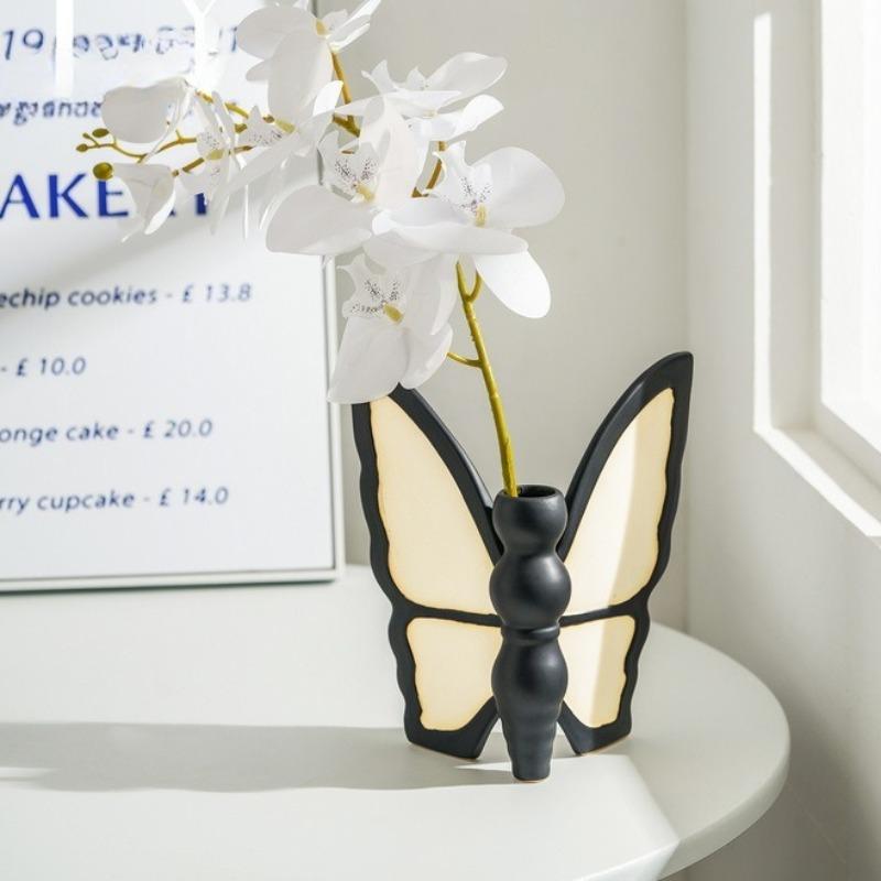 Creative Vintage Black & White Ceramic Butterfly Tissue Box Room Coffee Table Ornament Extractable Tissue Box Butterfly Vase