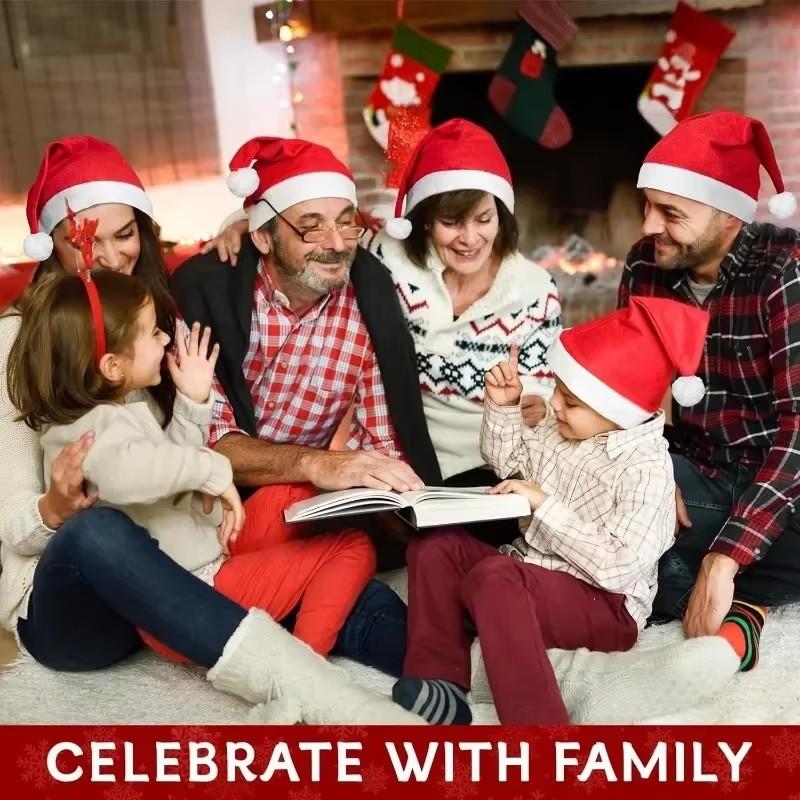 1/20PCS Christmas Hat Adults Kids Xmas Hats Red Non-woven Santa Claus Gift Hat for Merry Christmas New Year Festive Decoration