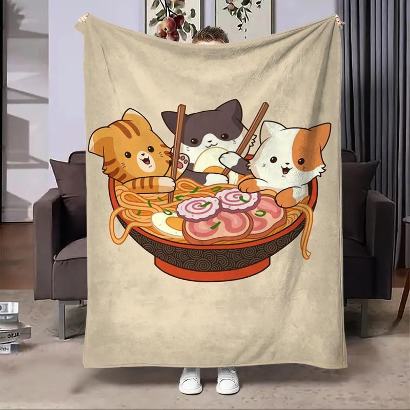 8 Sizes Anime Ramen Printed Blanket Warm Soft and Comfortable Home Travel Blanket Sofa Bedding Cover Blanket Kids Gamer Gift