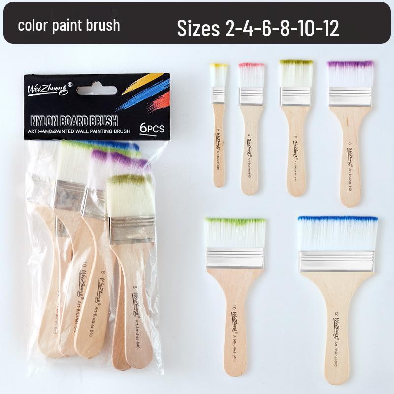 Nylon Bristle Art Brush with Wood Handle for Oil Painting