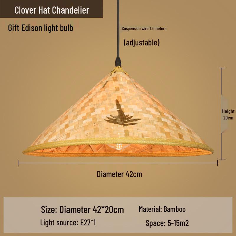 Retro Chinese Bamboo Pendant Light: Nostalgic Straw Hat Design for Hot Pot and Local Cuisine Restaurants