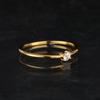 925 Sterling Silver Gold Plated White Topaz Ring Round 3mm Minimal Handmade Fine Jewelry Gift for Her