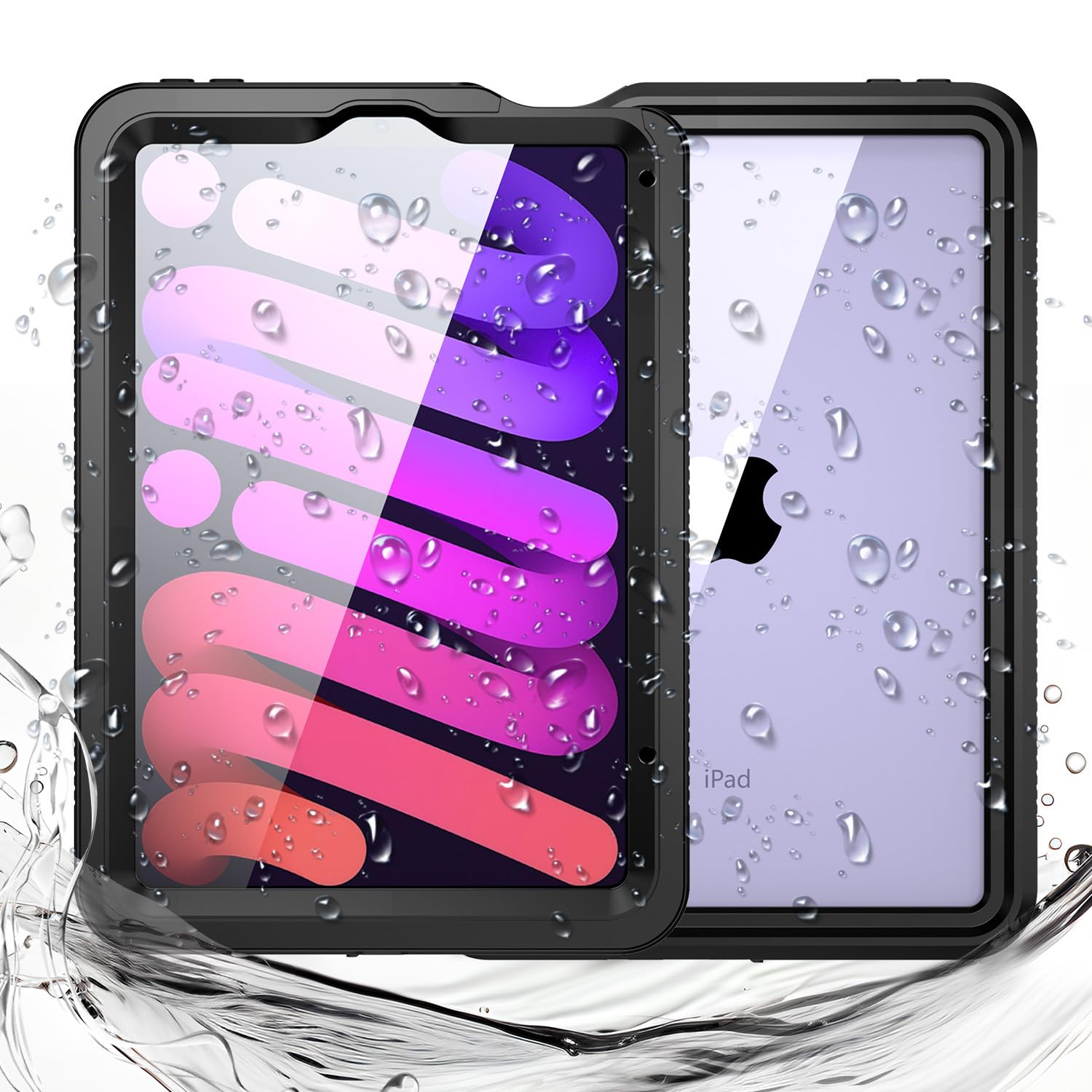 Miimall Compatible iPad Mini 7 Waterproof Case, A17 Pro (2024), iPad Mini 6 Waterproof Case with Adjustable Stand, Full Coverage with Film, Full Prote