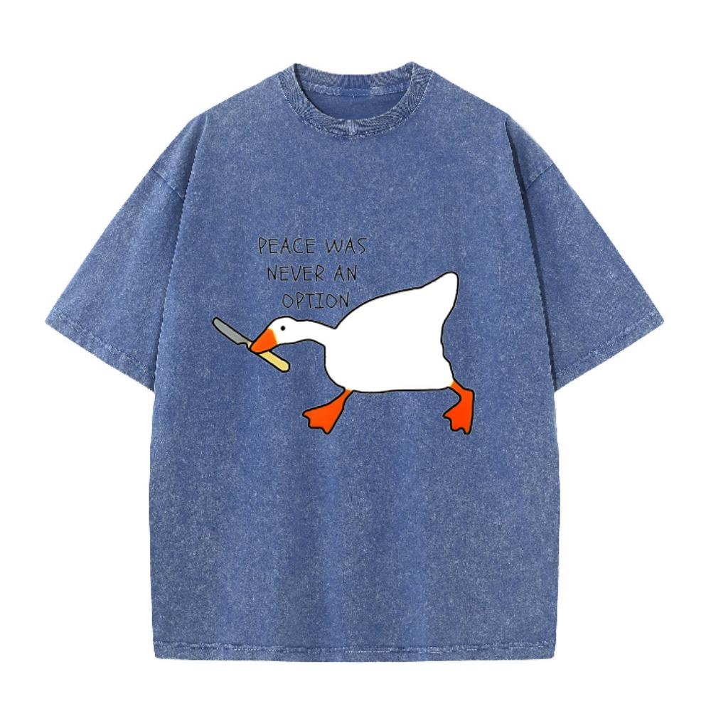 Heren Untitled Goose Game Grafisch T-shirt Peace Was Never An Option Bedrukt Korte Mouw Tee Tops voor Unisex