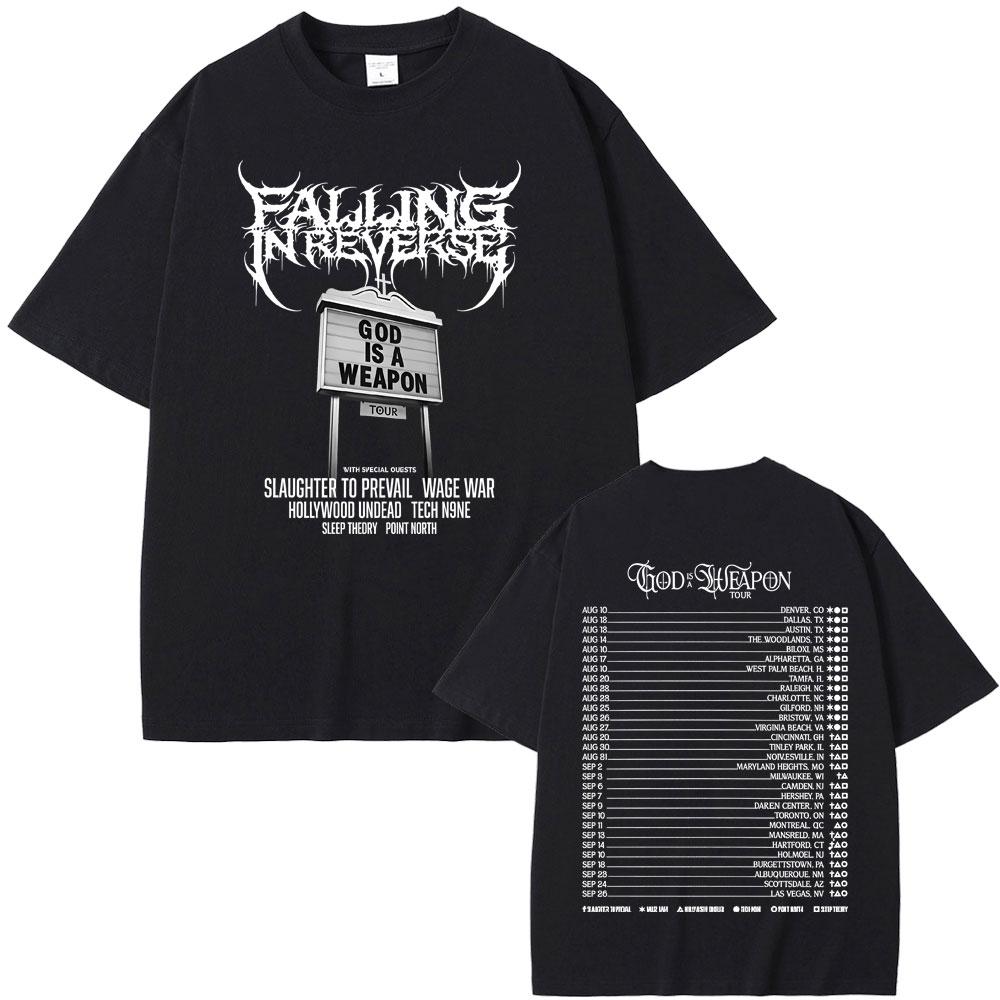 Rock Band Falling in Reverse World Tour 2025 Tshirt Summer Mens Women Casual Oversized Streetwear Male Cotton Vintage T Shirts S