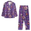 Women's 2 Piece Printed Suit Long Sleeve Button Up Top Wide Leg Pants Suit Set Pajamas Home Casual Suit