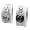50pcs Heart Thank You Stickers1inch Floral Seal Labels Cute Paper Stickers for Wedding Party cards envelope Stationery Stickers