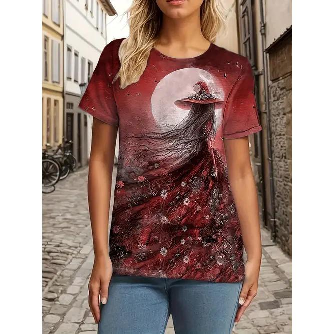 Sommer Rundhals Blumen Schmetterling Muster 3D Druck Top Modische Lässige Kurzarm Damen T-Shirts