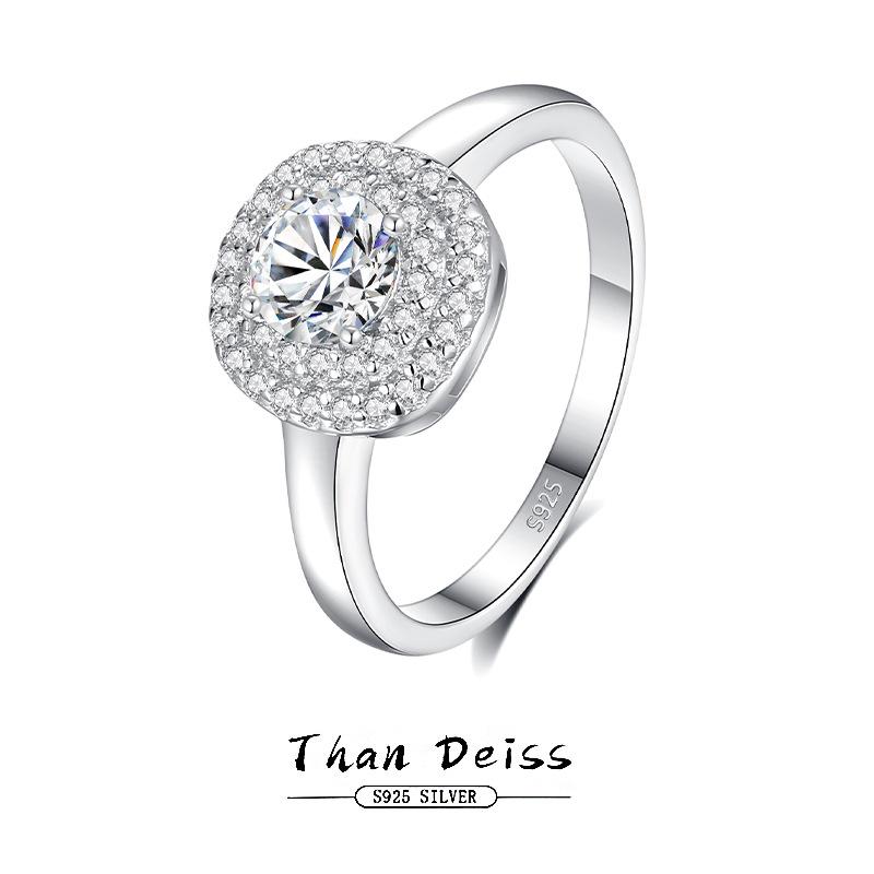 

Круглое паве 0,5 карата кольцо для помолвки с муассанитом для женщин из стерлингового серебра S925 Size 5