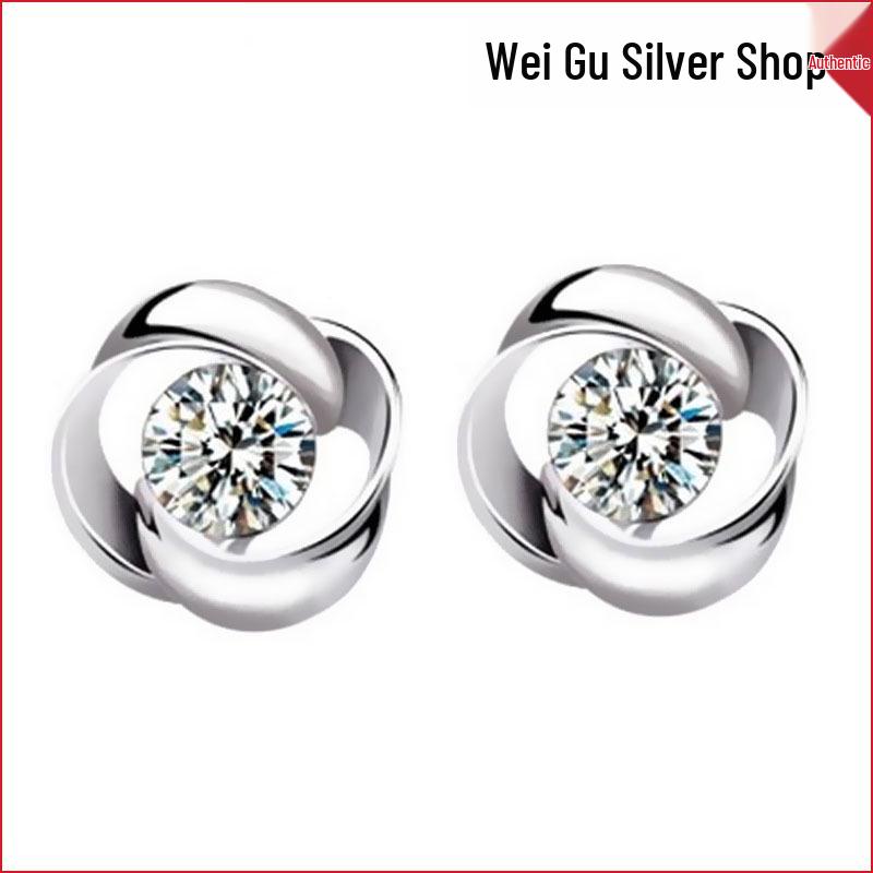 Rotating Pinwheel Love Stud Earrings - Trendy Wavy Fashion Jewelry