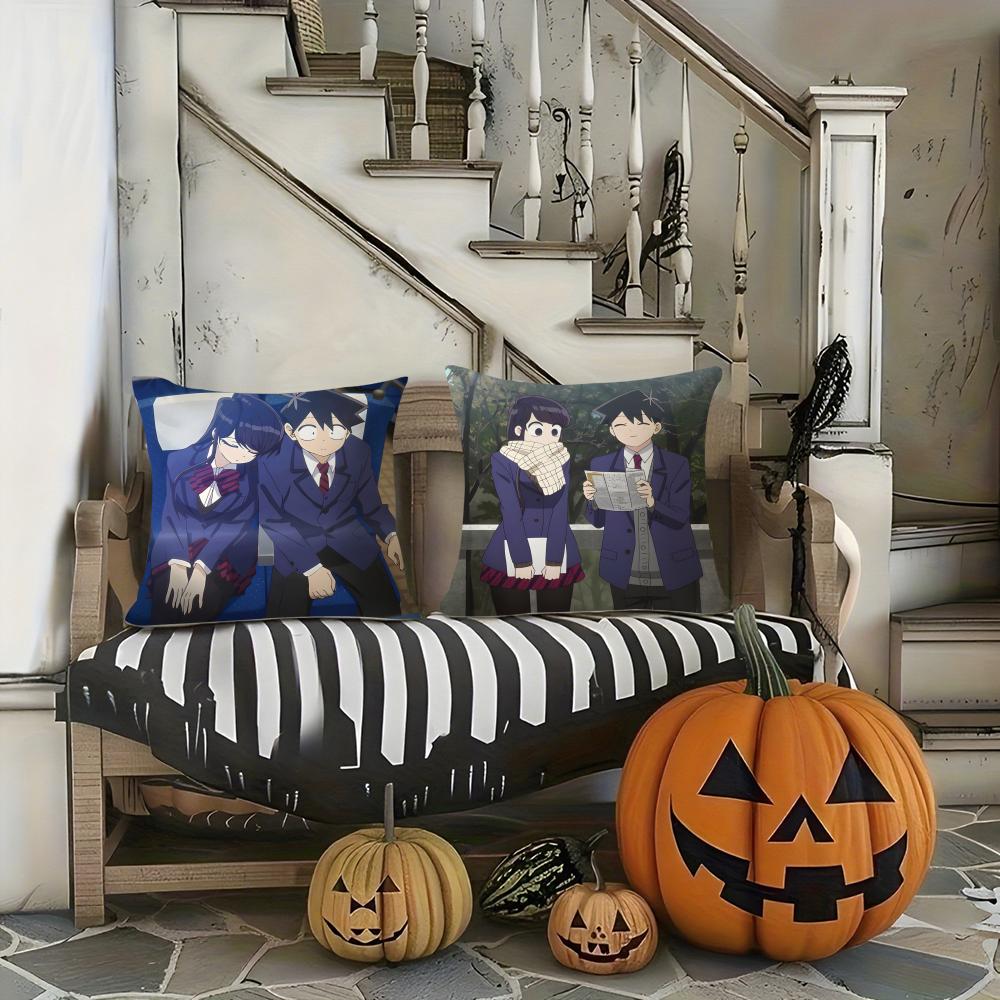 K-Komi Cant Communicate Anime Cartoon Pillow Case Printing Pillowcase Living Room Sofa Cushion Cover Bedroom Room Decor