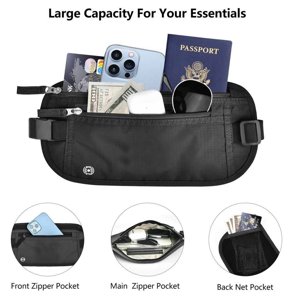 Hırsızlığa Karşı RFID Korumalı Seyahat Fanny Paketi Pasaport Tutucu İnce Seyahat Cüzdanı Kadınlar ve Erkekler için