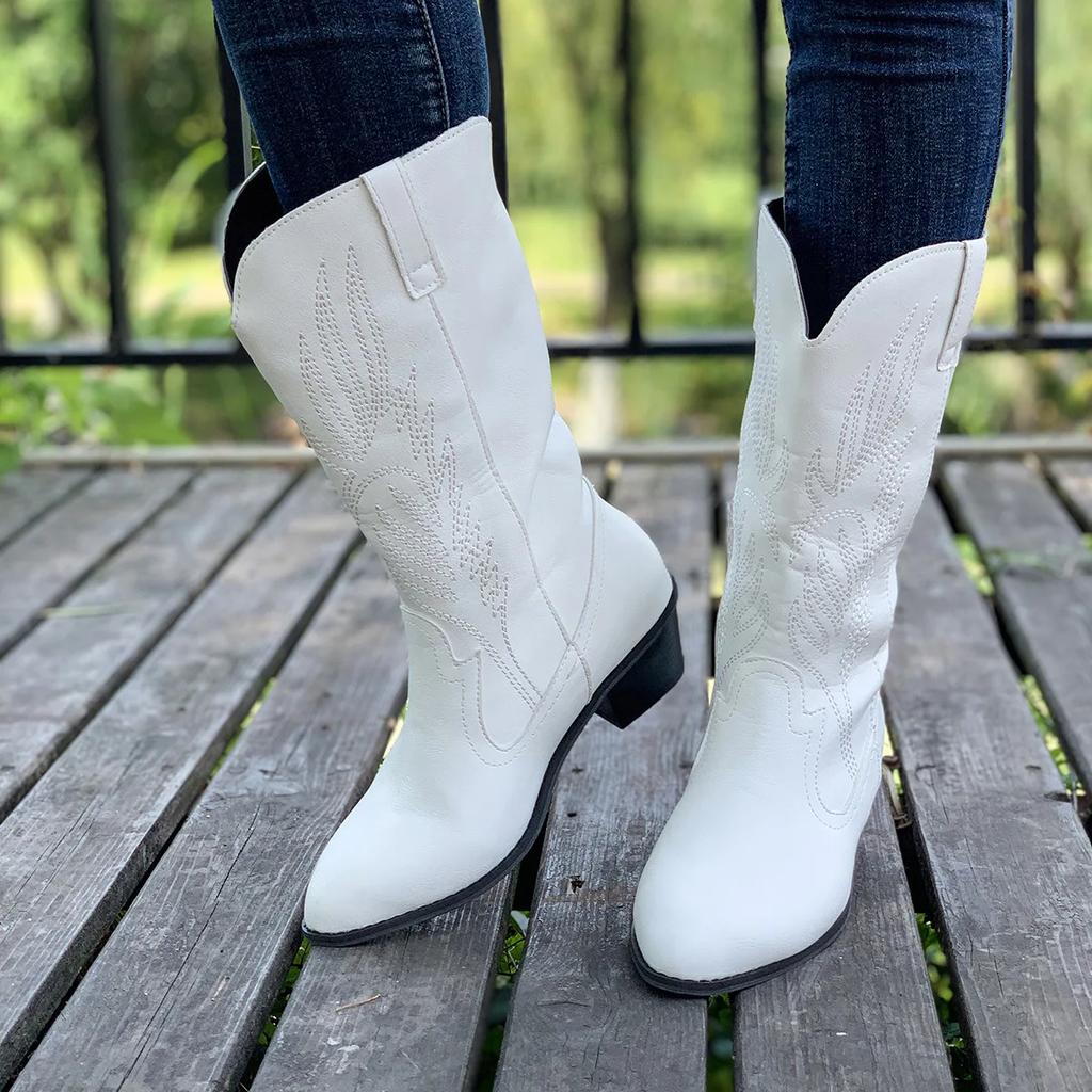 Winter Punk Stiefel Mode Slipper Damenschuhe Elegant Dicke Sohle Lange Ritterstiefel Cowboy Stiefel Goth Cowboy Stiefel für Damen