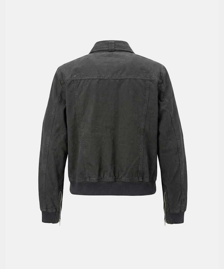Badblood Daytona High-Neck Strap Bomber Jacket - Washed Black