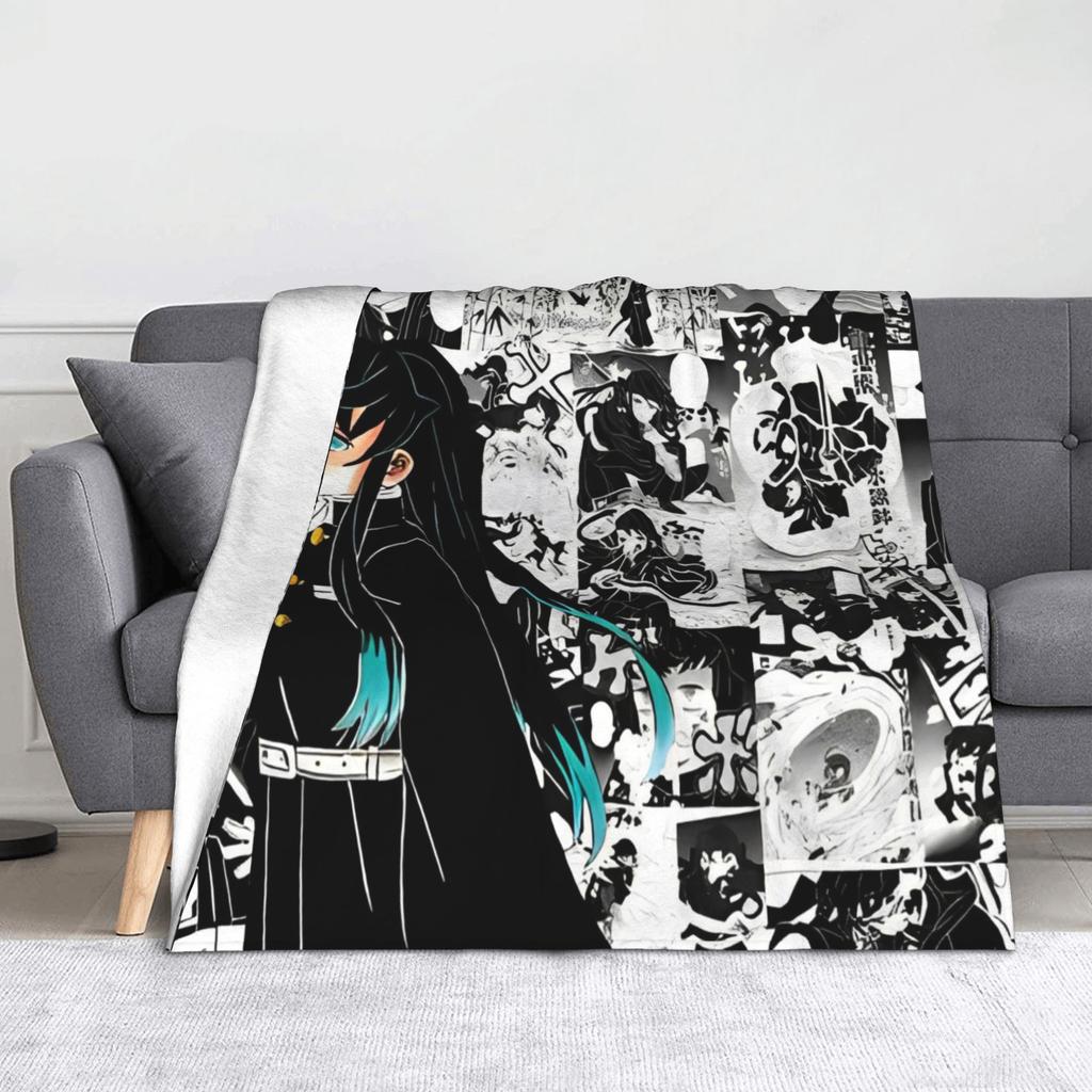 Kyojuro Rengoku Kimetsu No Yaiba Blanket Velvet Spring Autumn Japanese Anime  Multifunction Throw Blanket for Sofa Bedroom Quilt