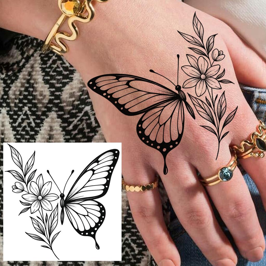 1 Sheet Butterfly Temporary Tattoos For Women Hands Clavicle Neck, Fake Tattoo Stickers Waterproof Long Lasting Realistic Tatoos
