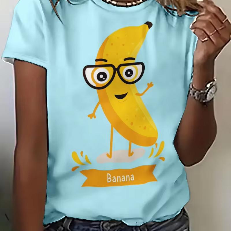 Women Summer Short Sleeve O-Neck Casual Pullover 3D Funny Fruit Printed Tops S-6XL Female Personalized Top