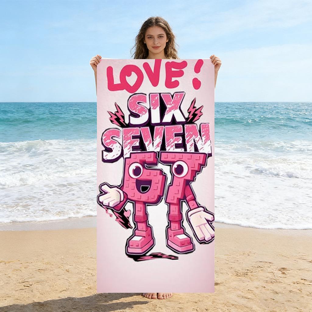 

Six Seven 67 Friendship Beach Towel Love Pink Quick-drying Super Absorbent Suitable for Beach Pool Gym Summer Gift for Friends W40*H60(CM)