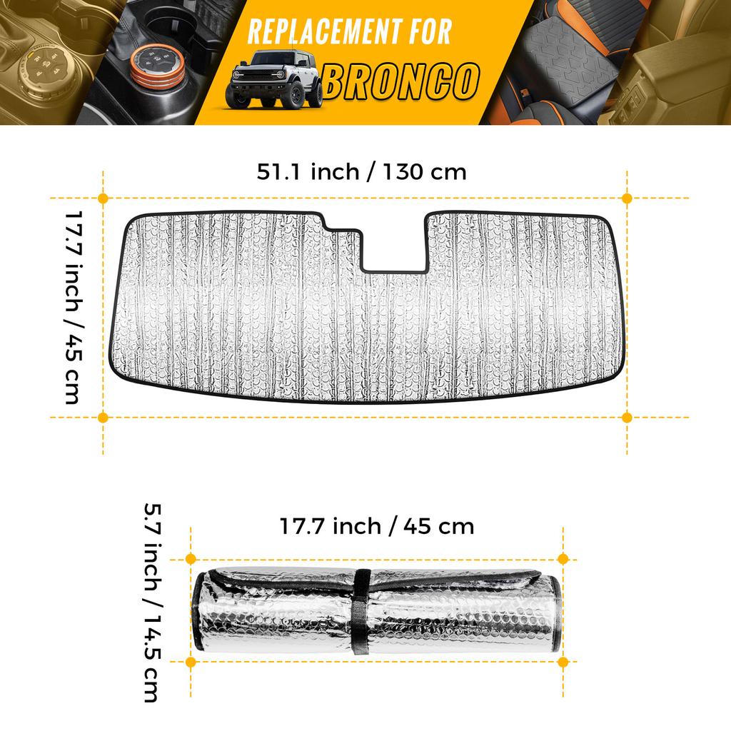 Parbriz pentru mașină, parasolar, ecran, reflector UV, perner pliabil, potrivit pentru mașina Ford Bronco 2022