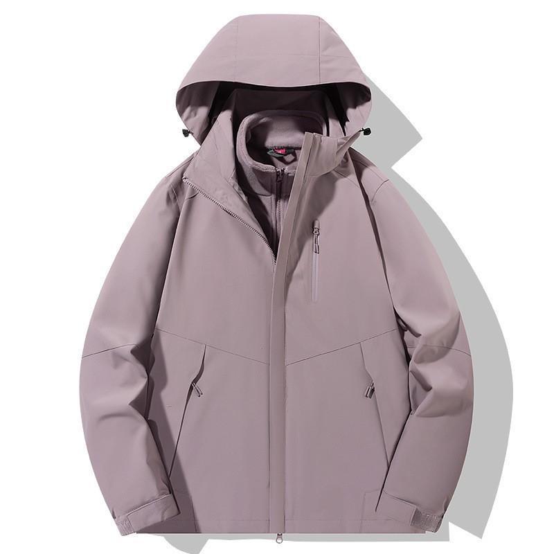 Men Women 3-in-1 Detachable Hooded Windproof Waterproof Outdoor Jacket With Fleece Liner Hiking Camping Cycling Winter