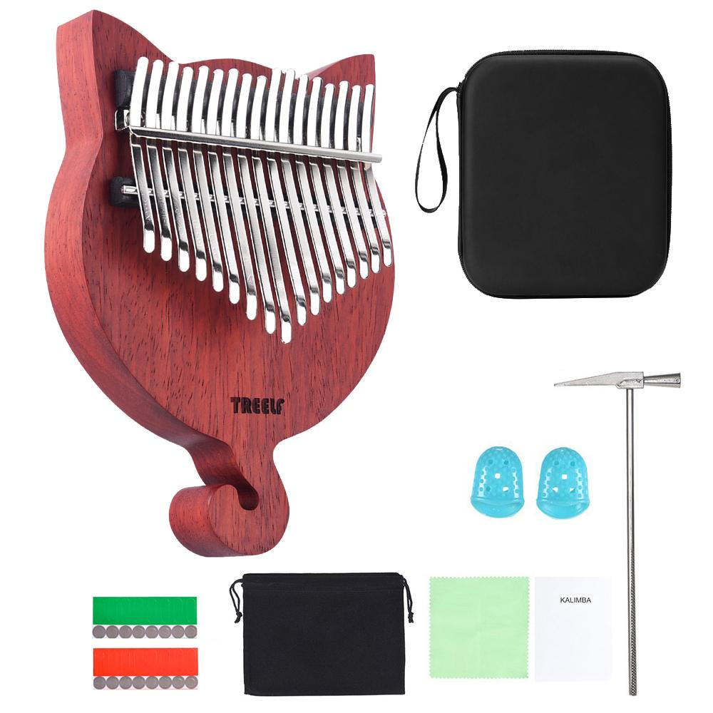 

TREELF TF 17CAT 17 Key Solid Wood Thumb Piano Finger Piano Finger Precussion with Scale Stickers Tuning Hammer