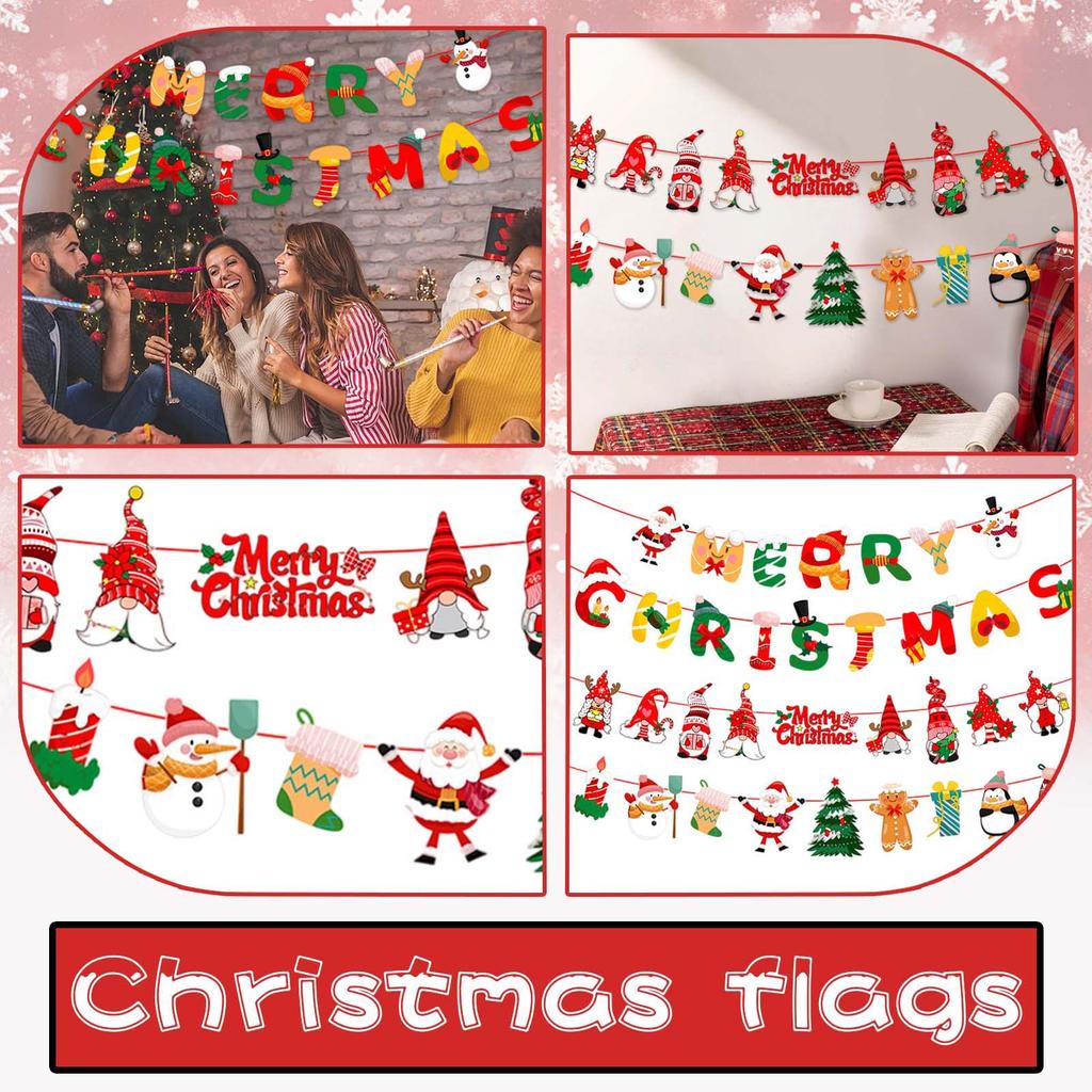 Bandeira de Natal Floco de Neve Boneco de Neve Papel de Carta Bandeira Layout de Local de Festa de Feriado Puxar Flor