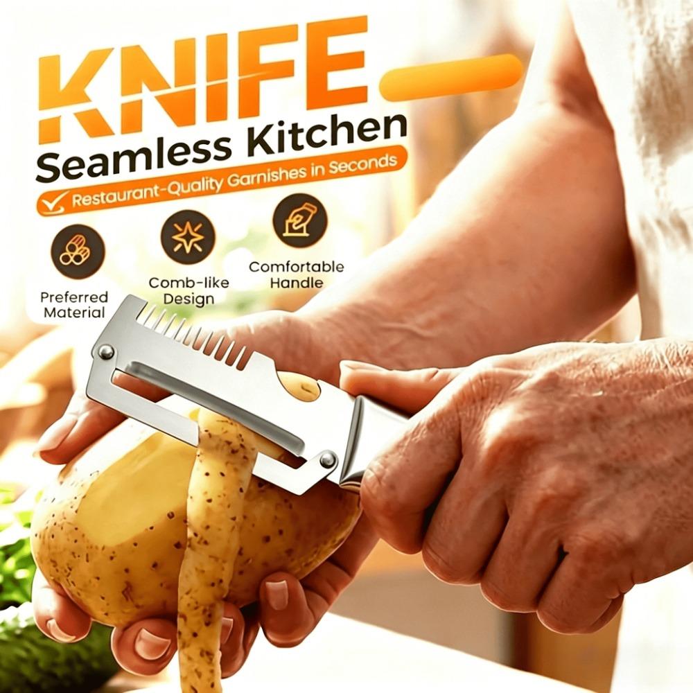 Stainless Steel Edge Peeler Potato Peeler Multifunctional Grater Kitchen Tool for Peeling Sugarcane, Lettuce, And Pumpkin