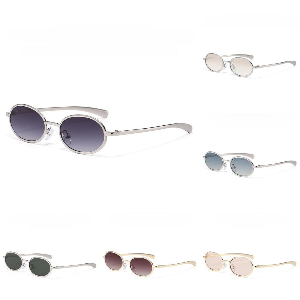 Vintage Metal Oval Sunglasses With Uv400 Protection For Fashionable Men And Women
