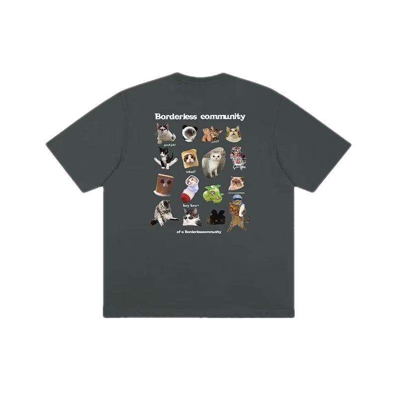 Damen Sommer T-Shirt mit Graffiti-Print im Distressed-Look - Locker geschnitten, kurzärmlig, High-Street-Stil