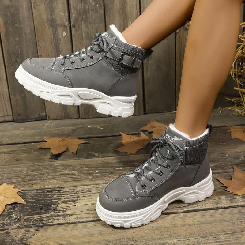 Large size snow boots for women's autumn and winter new velvet thickened mountaineering sports and leisure cotton shoes cotton boots for women