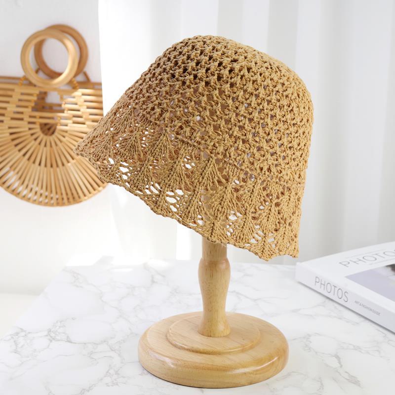 Women's Straw Hat Summer Sun Protection Breathable Hat Hollowed Out Sun Protection Fisherman Hat Mesh Hat