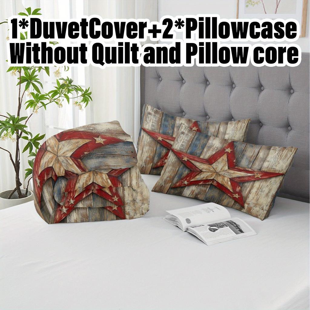 3-teiliges Bettbezug-Set ohne Füllung 1 Bettbezug + 2 Kissenbezüge Rustikales Scheunenstern-Design Bettwäsche-Set für Schlafzimmer, Weich