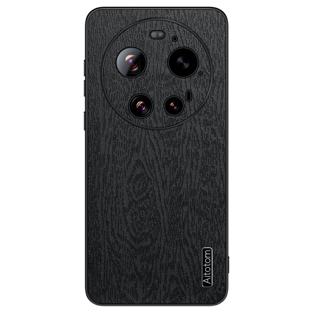 Für Xiaomi 17 Ultra 5G Hülle Holzstruktur PU-Lederbeschichtete PC-TPU-Handyhülle