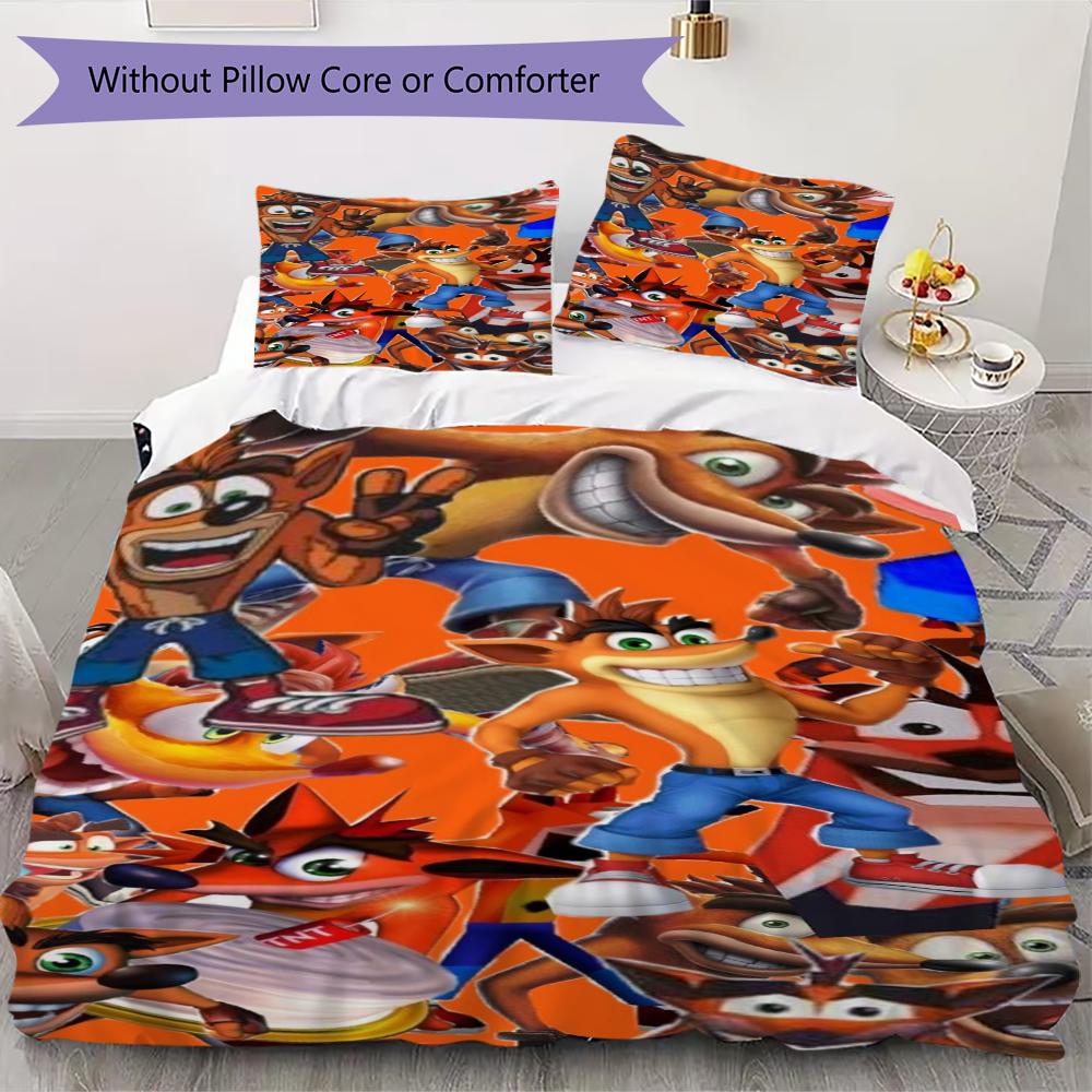

Crash Bandicoot Game Pattern Bedding uilt Set uilt Cover Pillowcase Home Decoration Birthday Gift (1 * duvet cover + 2 * pillowcase without core)26 135x200cm