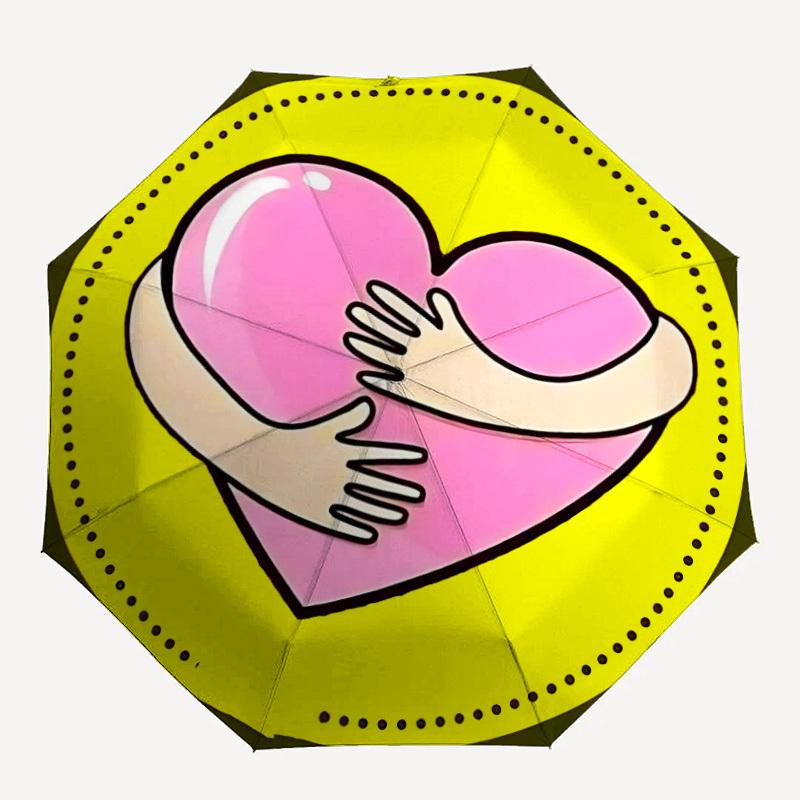 1pc Heart Hug Automatic Open/Close Umbrella - Portable Collapsible Umbrella with 8-Rib Stability, Fashion Lovers Yy251017088