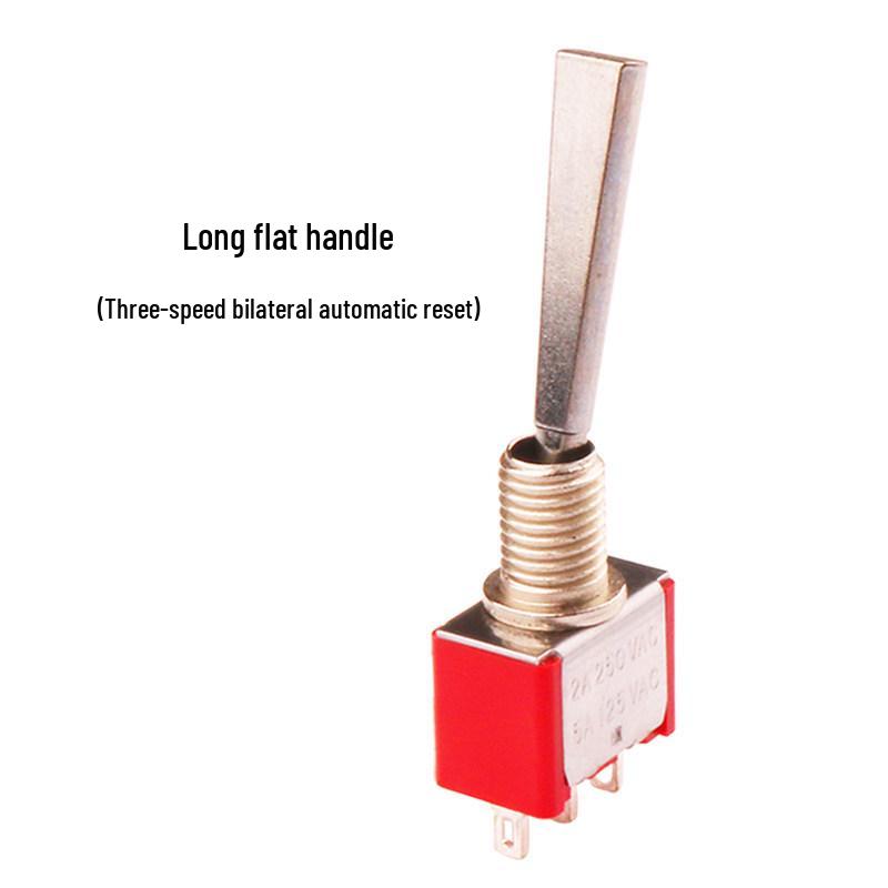 Automatic Reset 2/3-Speed Rocker Switch, Spring Return, 3-Pin Flat Handle, Model Aircraft Remote Controller Toggle Lever