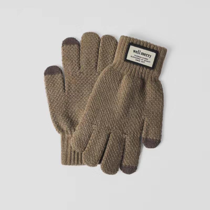 

Шерстяные зимние мужские перчатки для сенсорного экрана, трикотажные, для пары, осень и зима, плюс бархат, утолщенные, для езды на велосипеде, противохолодные, для взрослых, большого размера, теплые перчатки average size